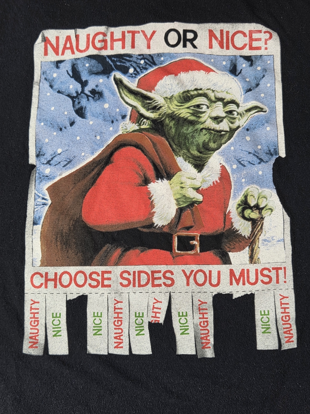 Vintage Vibe Star Wars Christmas Yoda Santa Graphic black T-Shirt Men Sz XL - Picture 4 of 8